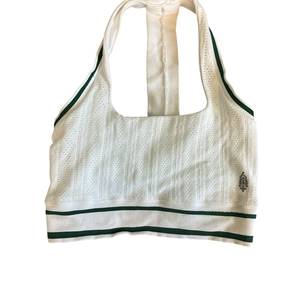 FP Movement by Free People White and Green Top